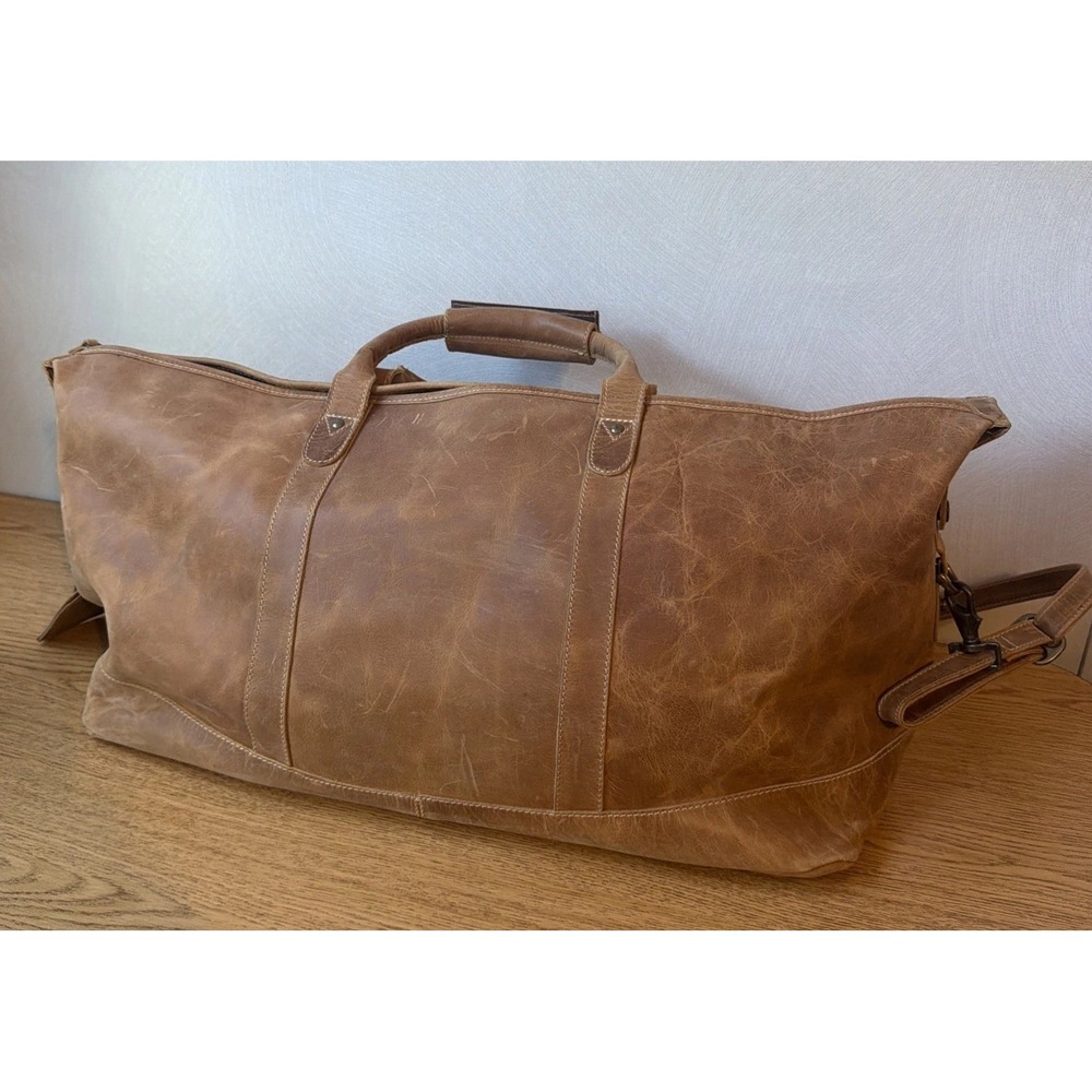 Canyon Outback Leather Duffle Bag 28x11x11" Travel Weekender Bag Tan - Picture 10 of 13
